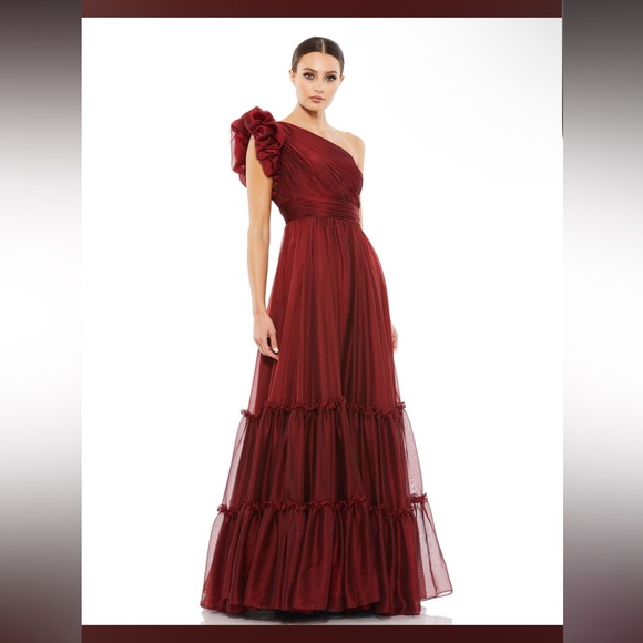 Mac Duggal 67878 Ruffle Sleeve One Shoulder Dress• sz 12 • NWT •$498 - Picture 2 of 5